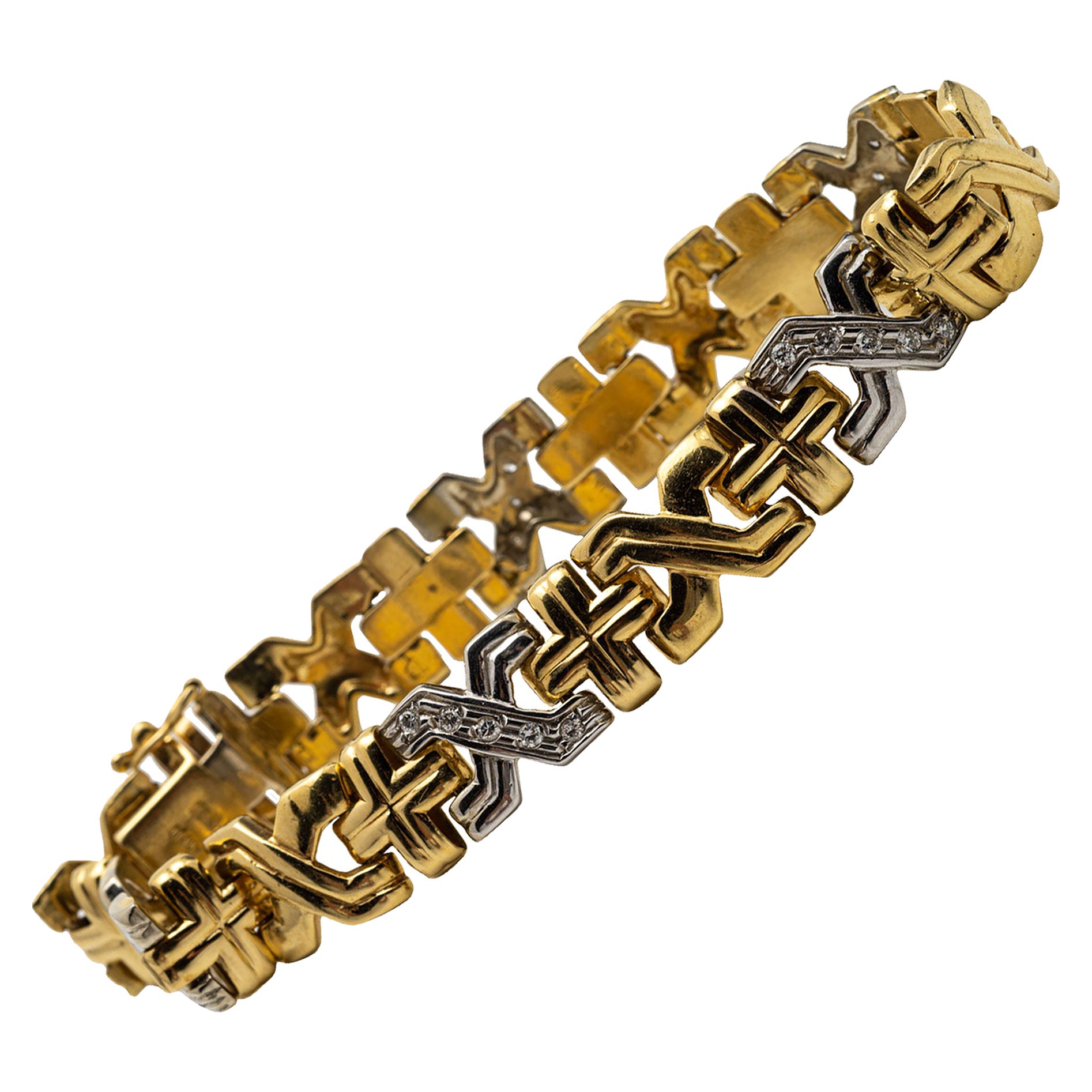 Bracelet en or jaune 18 carats et diamants en vente