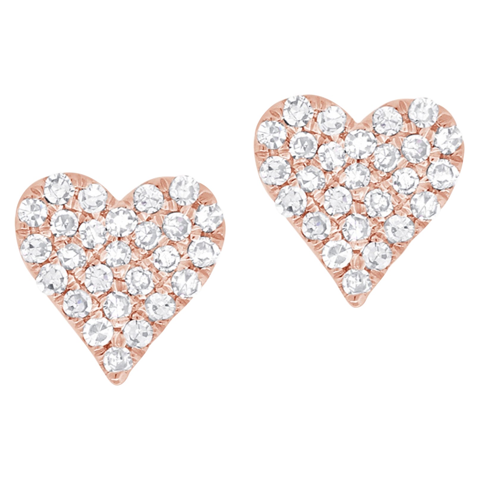 14 Karat Rose Gold 0.10 Carat Diamond Heart Earrings