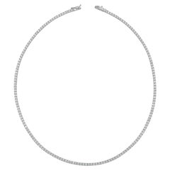 14 Karat White Gold 5.0 Carat Diamond Tennis Necklace