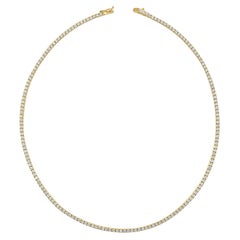 14 Karat Yellow Gold 5.0 Carat Diamond Tennis Necklace