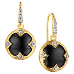 Syna Yellow Gold Onyx Chakra Earrings with Diamonds