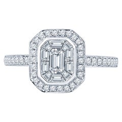 .80ctw Baguette & Round Diamond Engagement Ring 18kt White Gold 