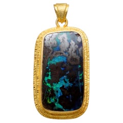 Steven Battelle 11.8 Carat Australian Boulder Opal 18K Gold Pendant 20 In Chain