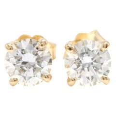 1.60ct Natural Diamond 14k Solid Yellow Gold Stud Earrings