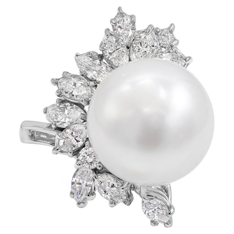 Roman Malakov Pearl and Cluster Diamond Cocktail Ring For Sale at ...