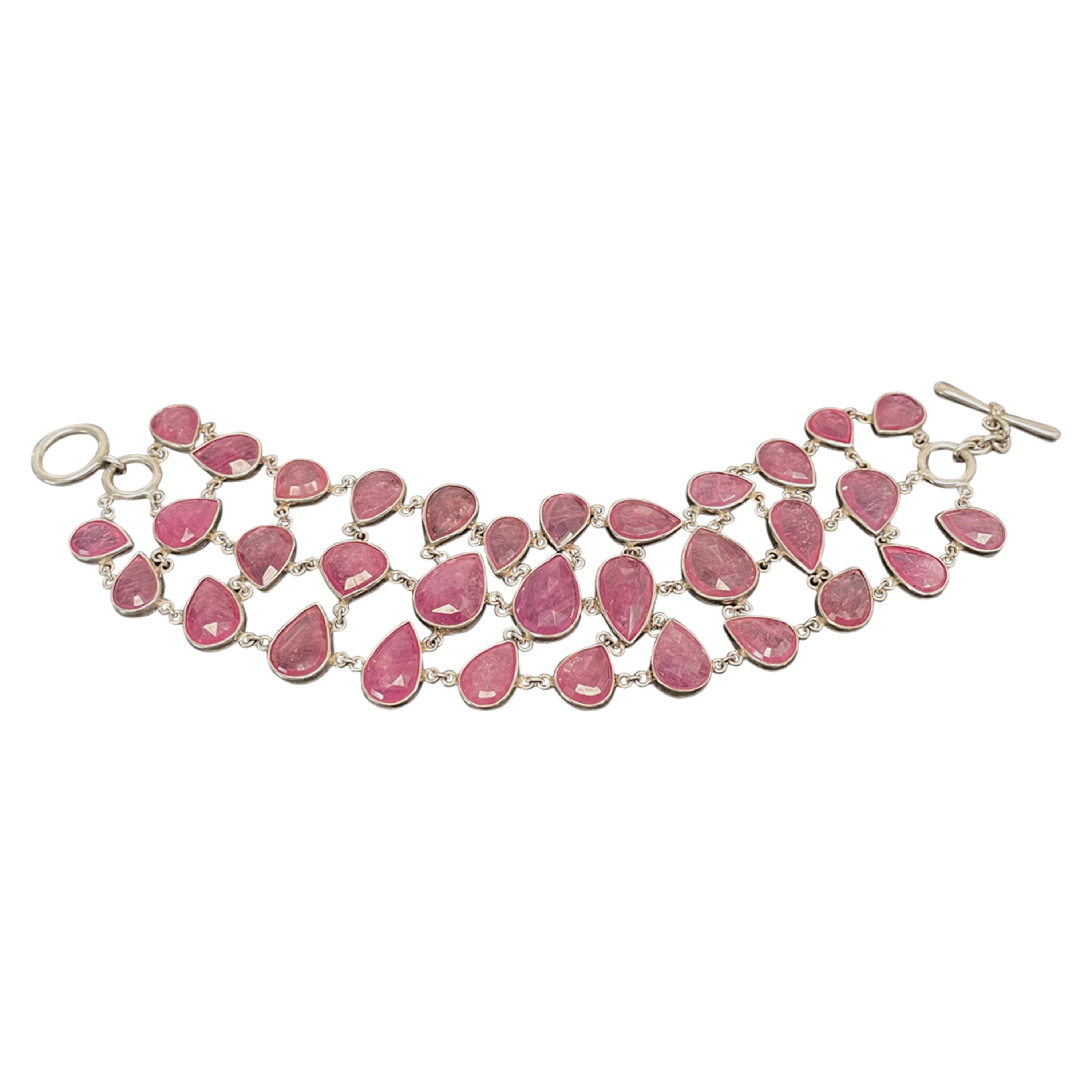 Steven Battelle 107.5 Carats Ruby Sterling Silver Bracelet