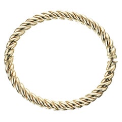 Vintage Yellow Gold Twisted Spiral Link Bangle Bracelet