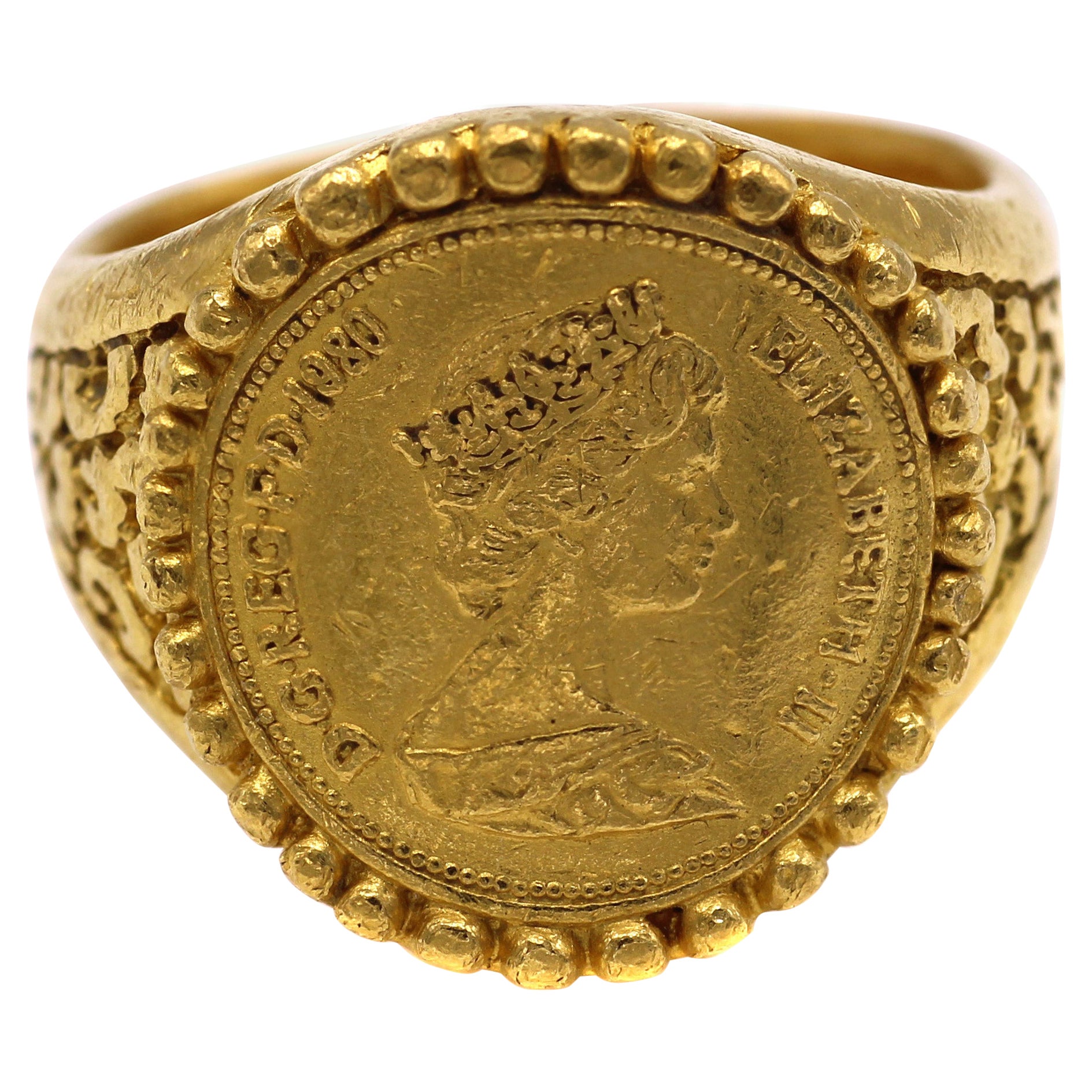 Queen Elizabeth II 24 Karat Gold Coin Ring