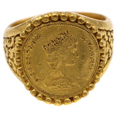 Queen Elizabeth II 24 Karat Gold Coin Ring