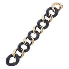 Seaman Schepps Gold Ebony Wood Link Bracelet