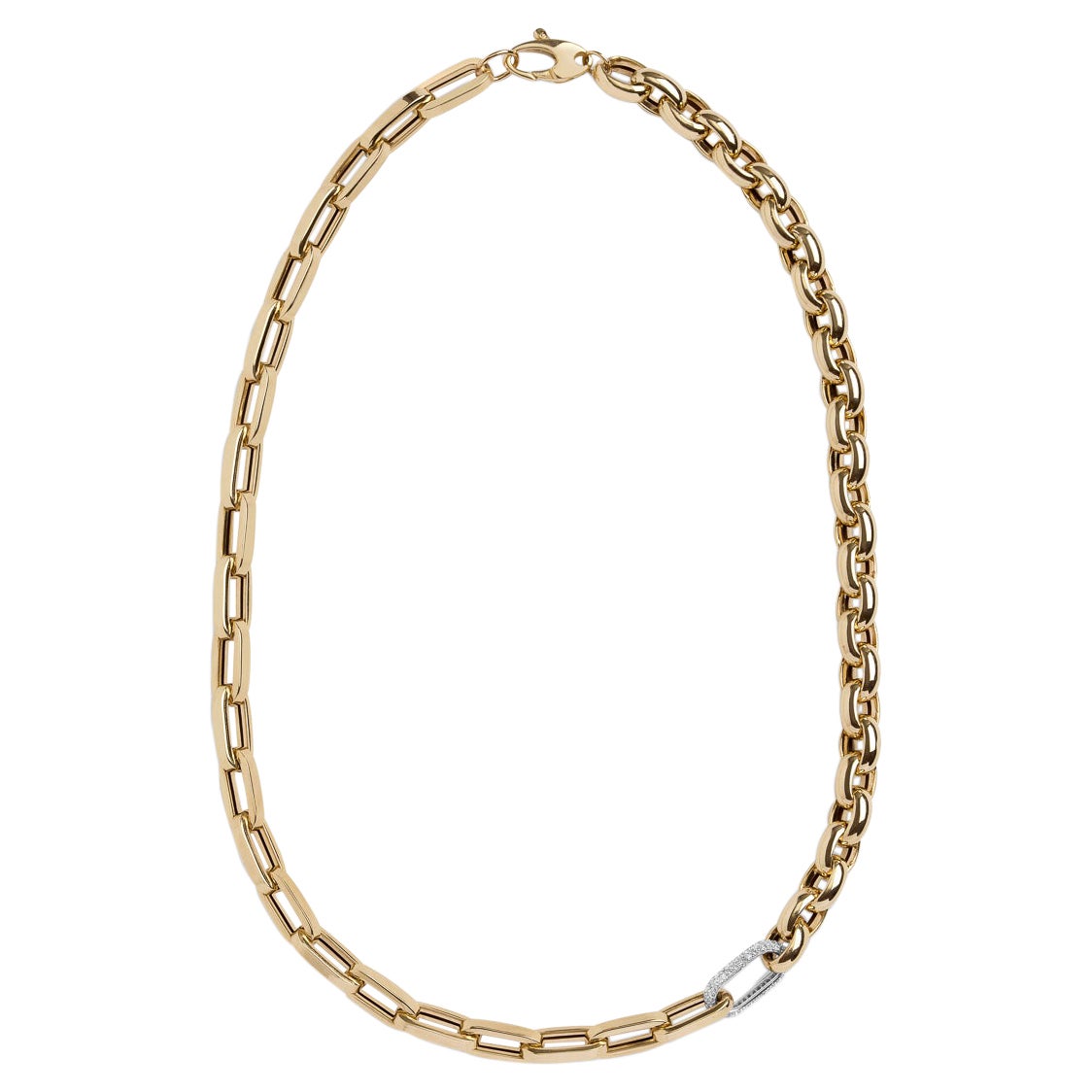 Octavia Link Chain Necklace with Diamond Clasp by Selin Kent For Sale