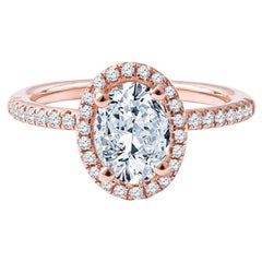 1.20ct Oval Cut I VS1 GIA Certified Rose Gold Engagement Ring w/.50ctw Diamonds