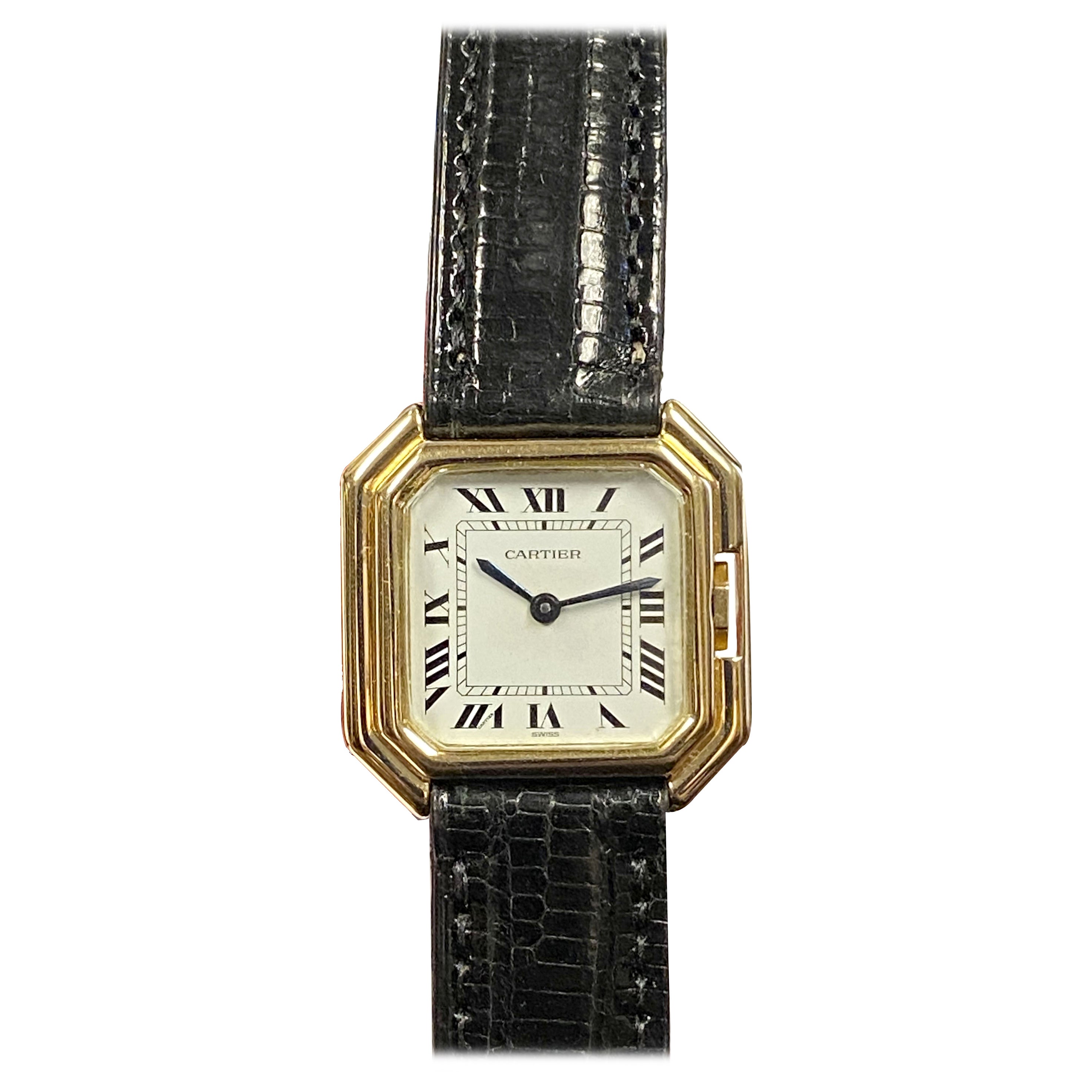 Cartier Paris Centure Vintage Mid Size Yellow Gold Mechanical Wrist Watch
