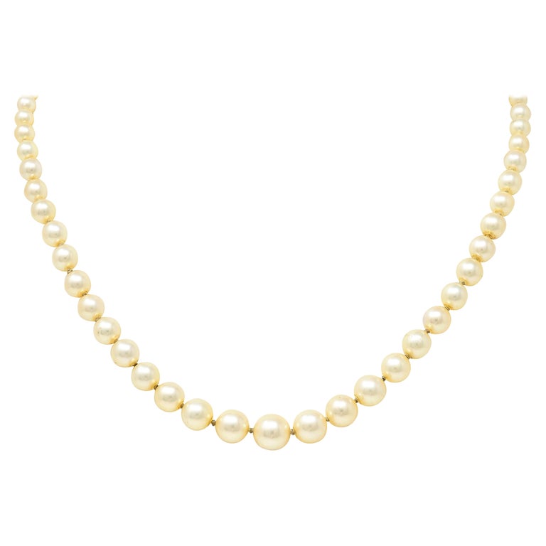 1930's Art Deco Diamond Pearl Platinum Strand Necklace at 1stDibs