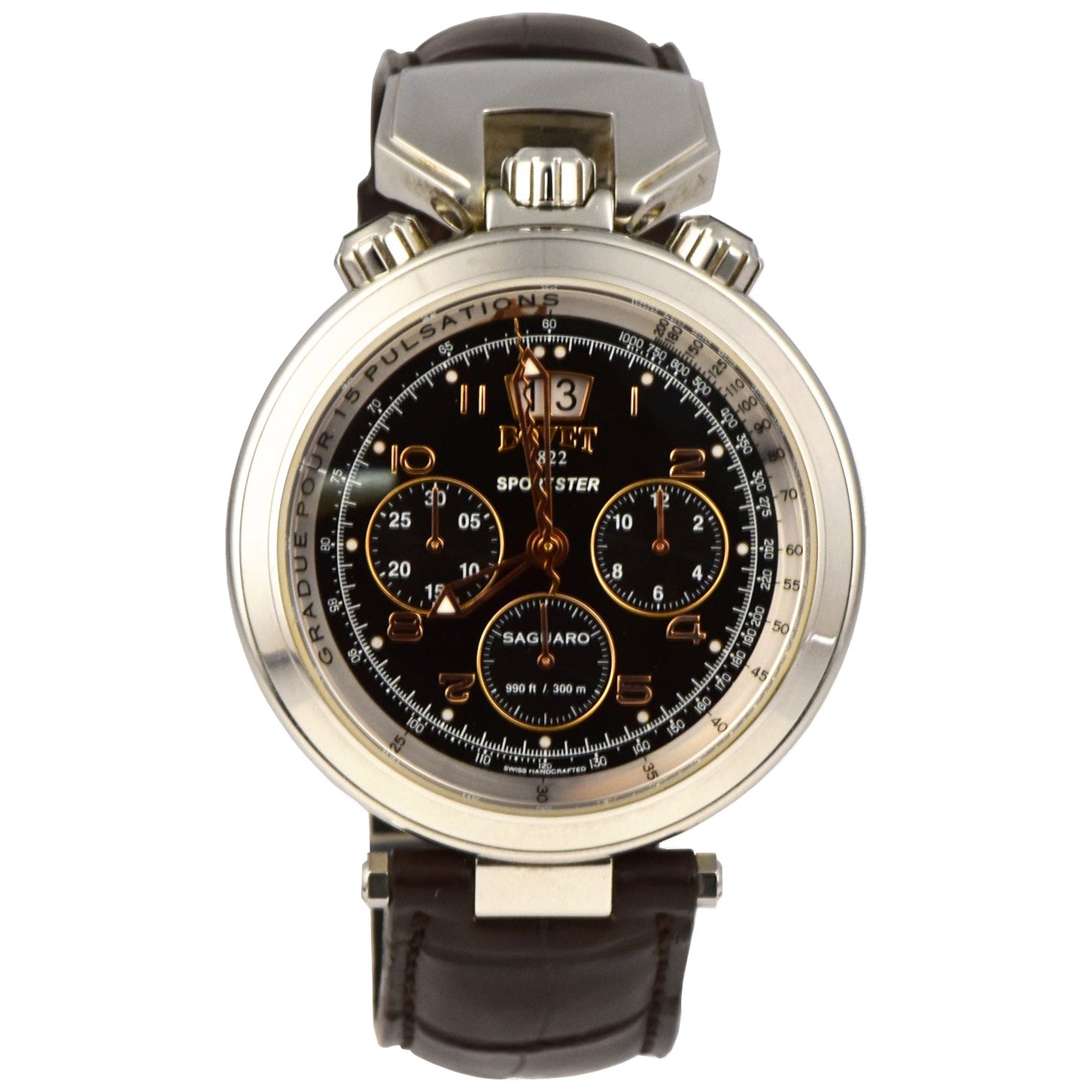 Bovet Sportster Saguaro Chronograph Stainless Steel Case Watch For Sale