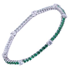 Bracelet Tennis with Emeralds and Diamonds White Gold