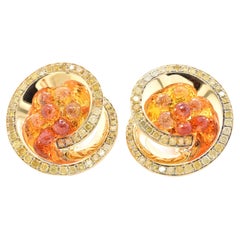 de Grisogono Wirbel-Ohrringe aus 18 Karat Gelbgold mit Citrin und gelben Diamanten