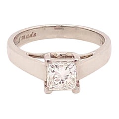 GIA Certified 0.60 Carat Solitaire Square Brilliant Diamond Ring in Platinum