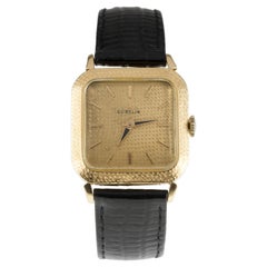 Gubelin Montre pour homme en or jaune 18 carats à remontage manuel avec bracelet en cuir n°320