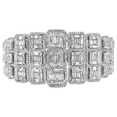 Baguette Diamond 7.04 Ct. Clamper Bracelet 18 Karat 41.25 Gram White Gold