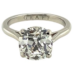 Graff Ring in 18 Karat White Gold Set with a 3.14 Ct Cushion-Shaped Diamond