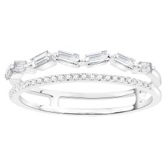 Luxle Anillo de Diamante Natural de 0,33 qt con Vástago Abierto Talla 7 en Oro Blanco de 14k