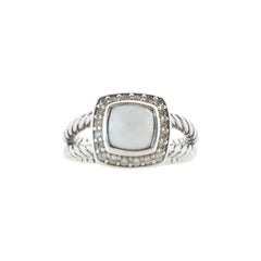 David Yurman Albion Ring Sterling Silver with Mother of Pearl and Diamonds Small