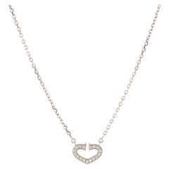 Cartier C Heart de Cartier Pendant Necklace 18K White Gold with Pave Diamonds