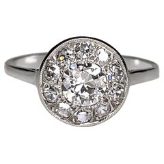 Art Deco 900 Platinum 0.64ct Diamond Target Ring
