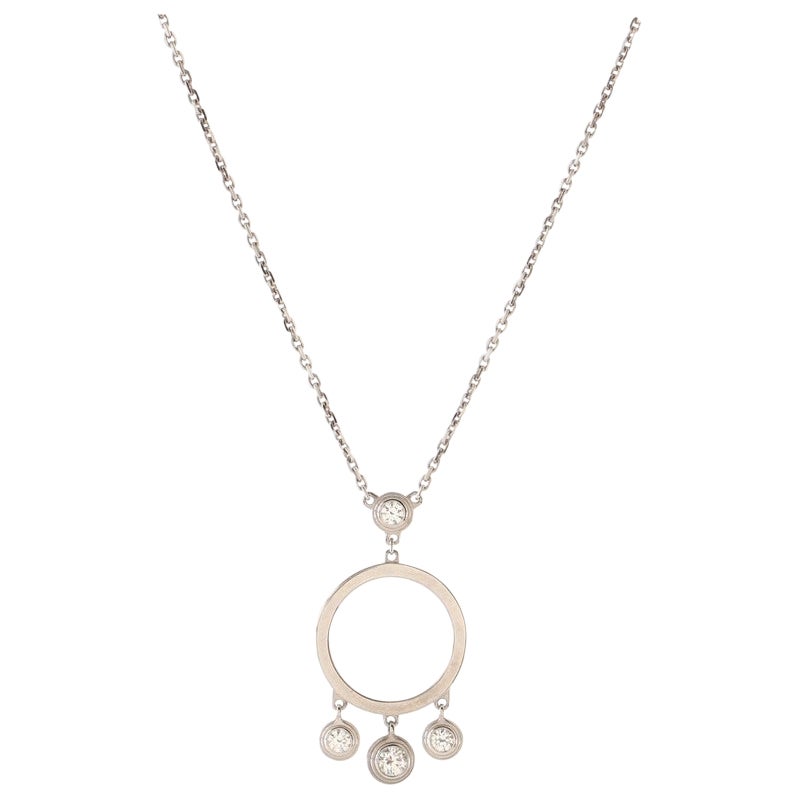 Cartier Drop Charms Circle Necklace 18K White Gold with Diamonds