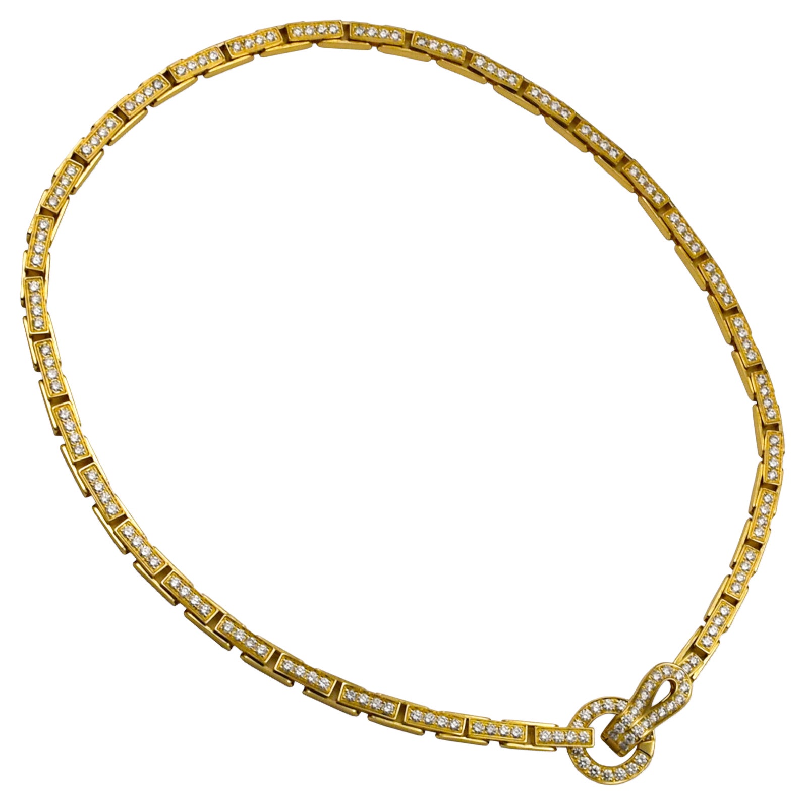 Cartier Agrafe de Cartier Pave Necklace in 18K Yellow Gold For Sale