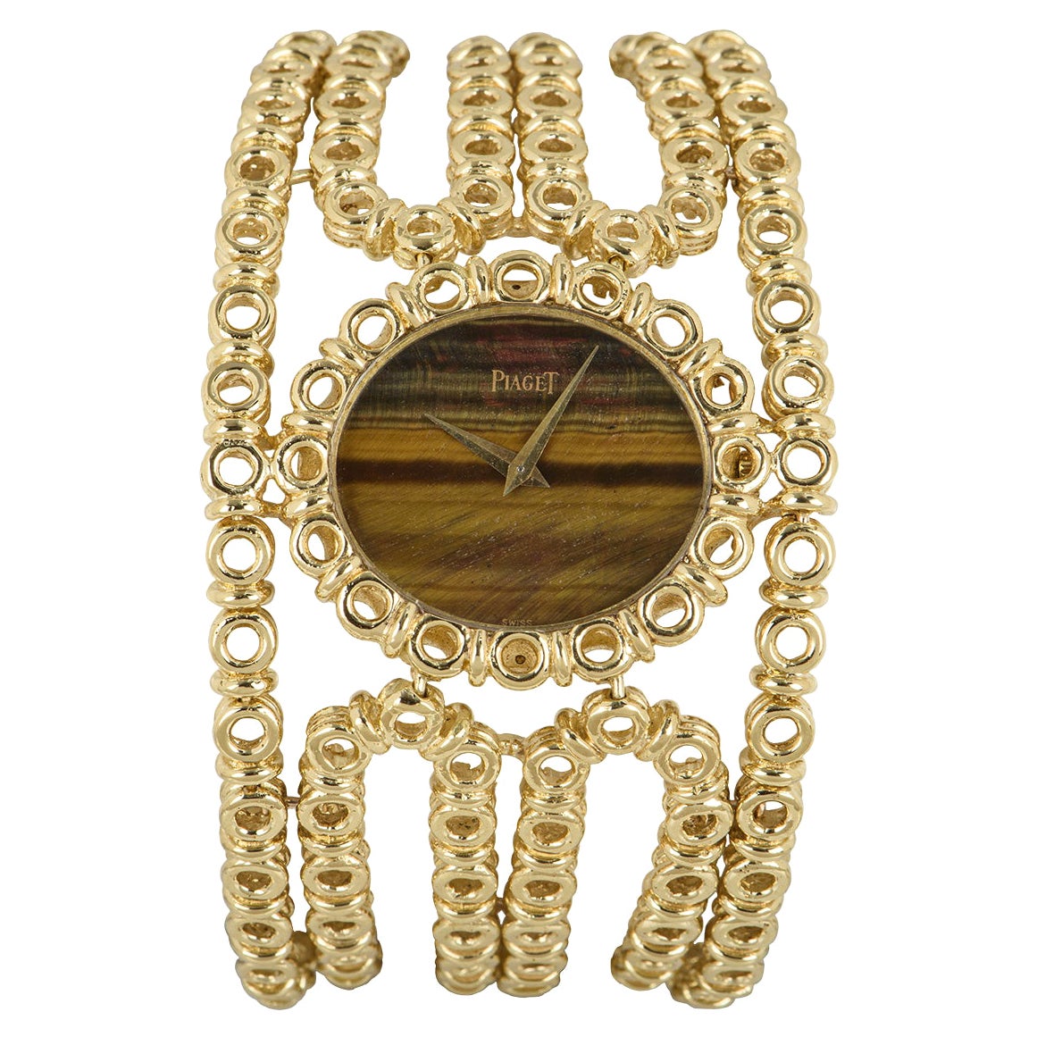 Piaget Cocktail Dress Watch Vintage Yellow Gold Tigers Eye Dial 9801 V2 6