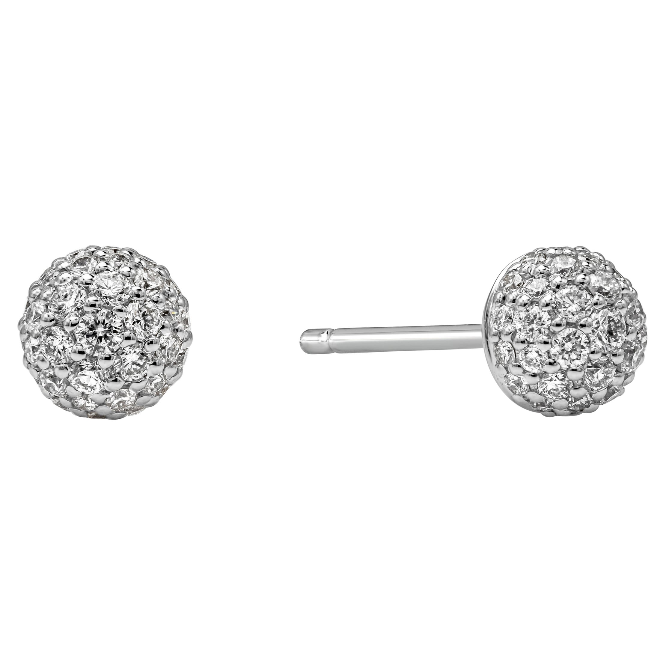 Roman Malakov 0.30 Carats Total Brilliant Round Diamond Micro-Pave Stud Earrings