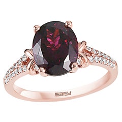 Effy 14 Karat Rose Gold Garnet and Diamond Ring