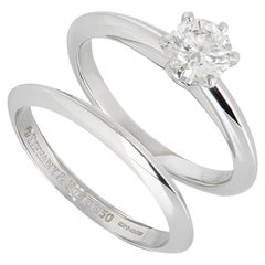 Tiffany & Co. Platinum Diamond Setting Band and Wedding Band Rings 0.47ct H/VSI