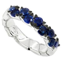 Garavelli 18 Karat White Gold Blue Sapphires Coil Ring