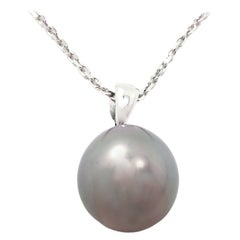Mikimoto Tahiti-Zuchtperlen-Platin-Anhänger Halskette