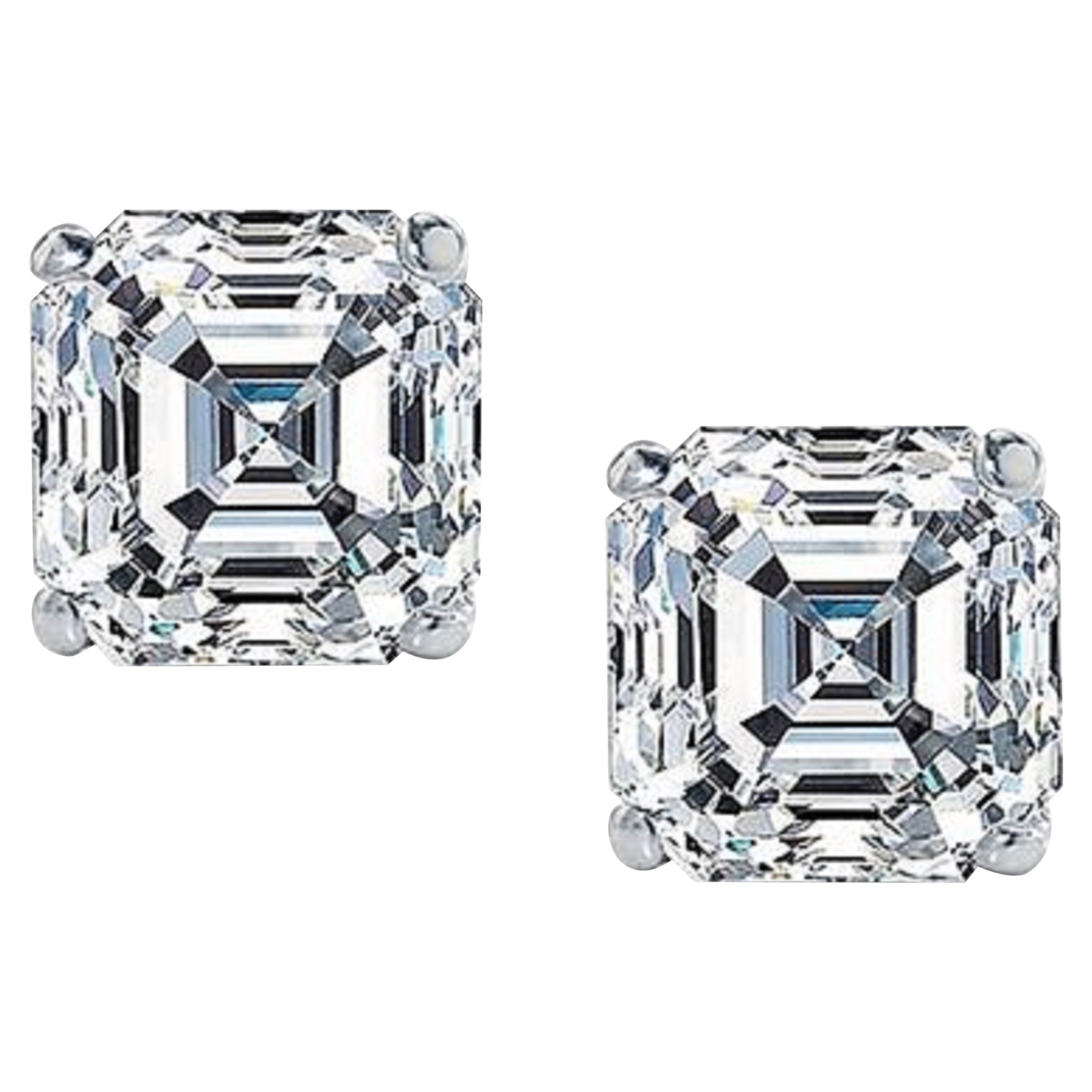 GIA Certified 6.12 Carat Asscher Cut Diamond Platinum Studs