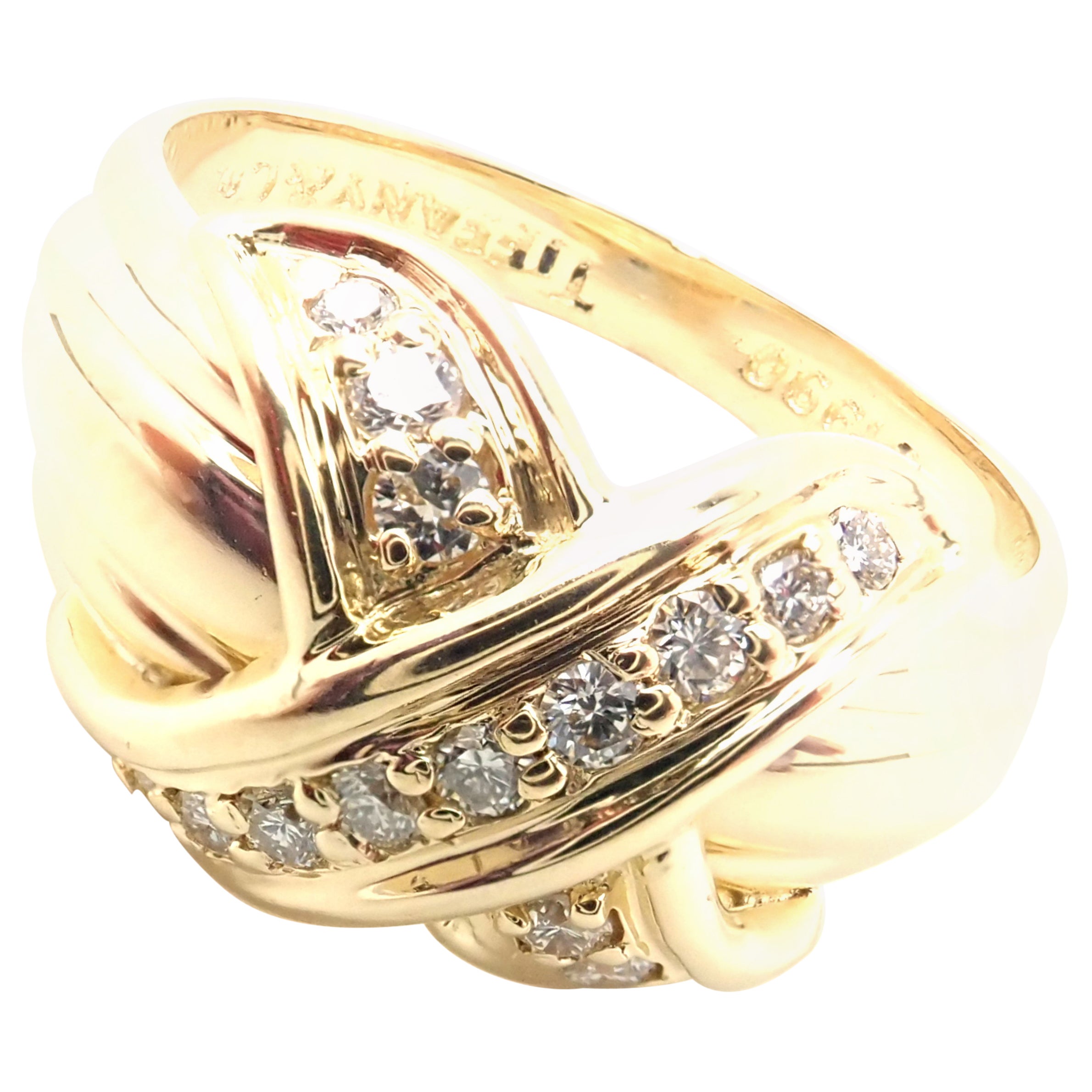 Tiffany & Co. Bague à anneau en or jaune caractéristique avec diamants