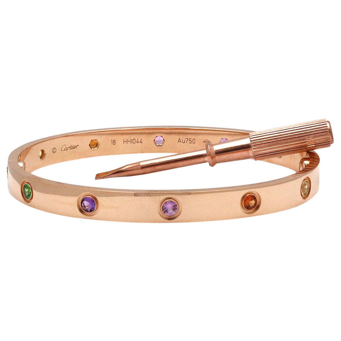 Cartier 'Love' Rose Gold Multi-Color Rainbow Bracelet