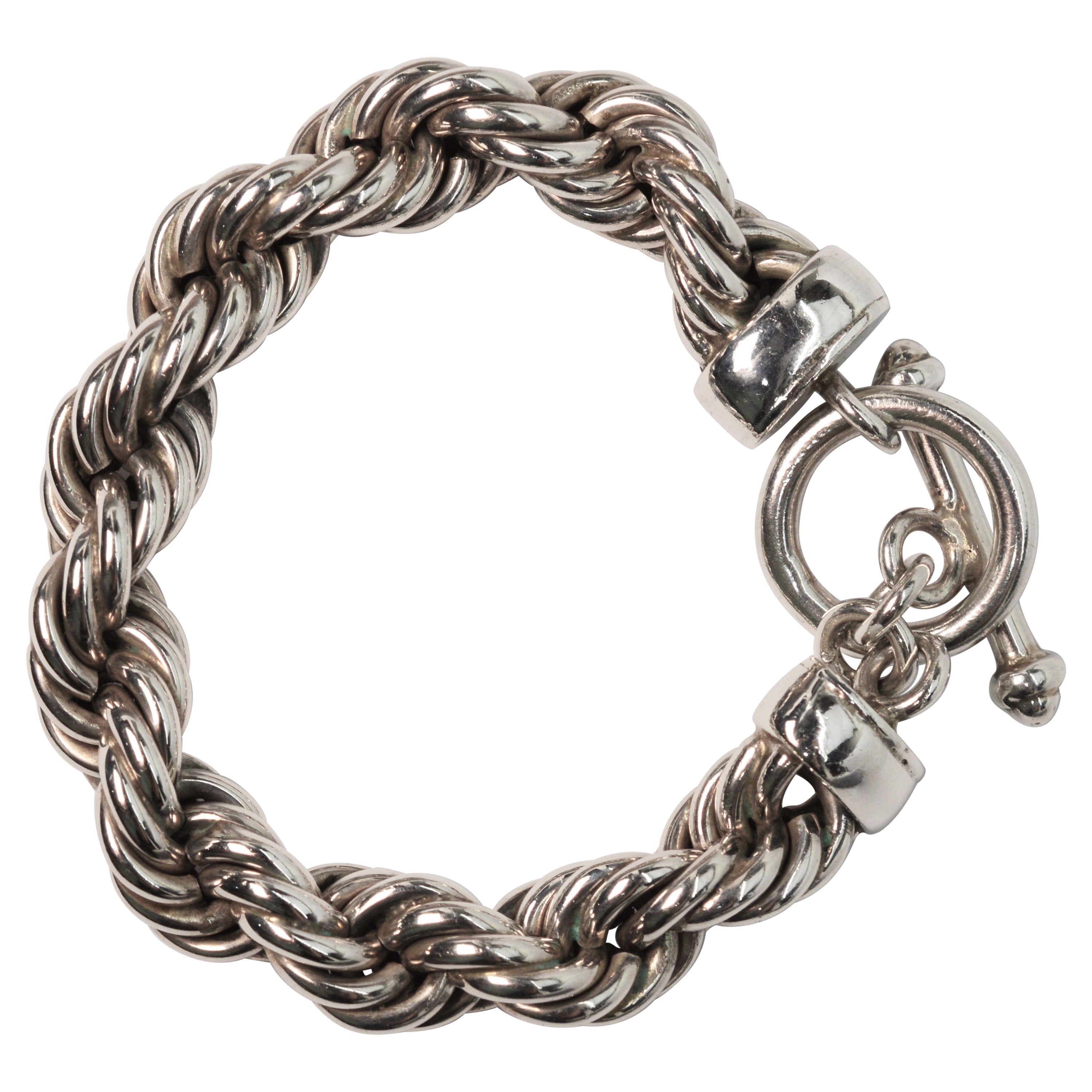 Vintage Chunky Sterling Silver Rope Bracelet