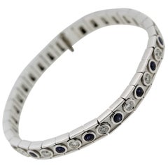 Diamond Sapphire Bezel-Set Gold Line Bracelet