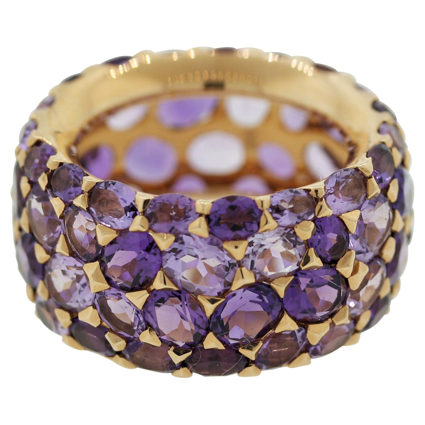 Amethyst Gold Wide Eternity Band Ring For Sale