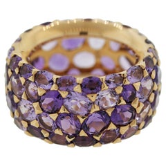 Amethyst Gold Wide Eternity Band Ring