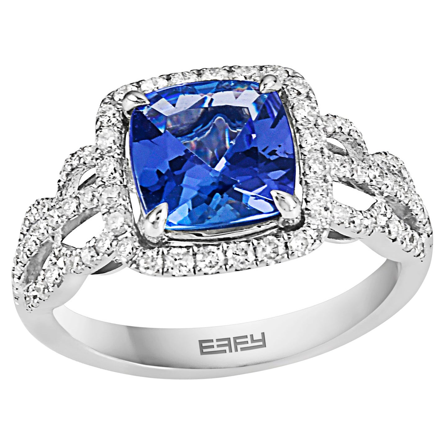 Effy 14 Karat White Gold Tanzanite & Diamond Ring For Sale