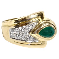 Webb 18k Gold and Platinum Emerald and Diamond Asymmetrical Ring