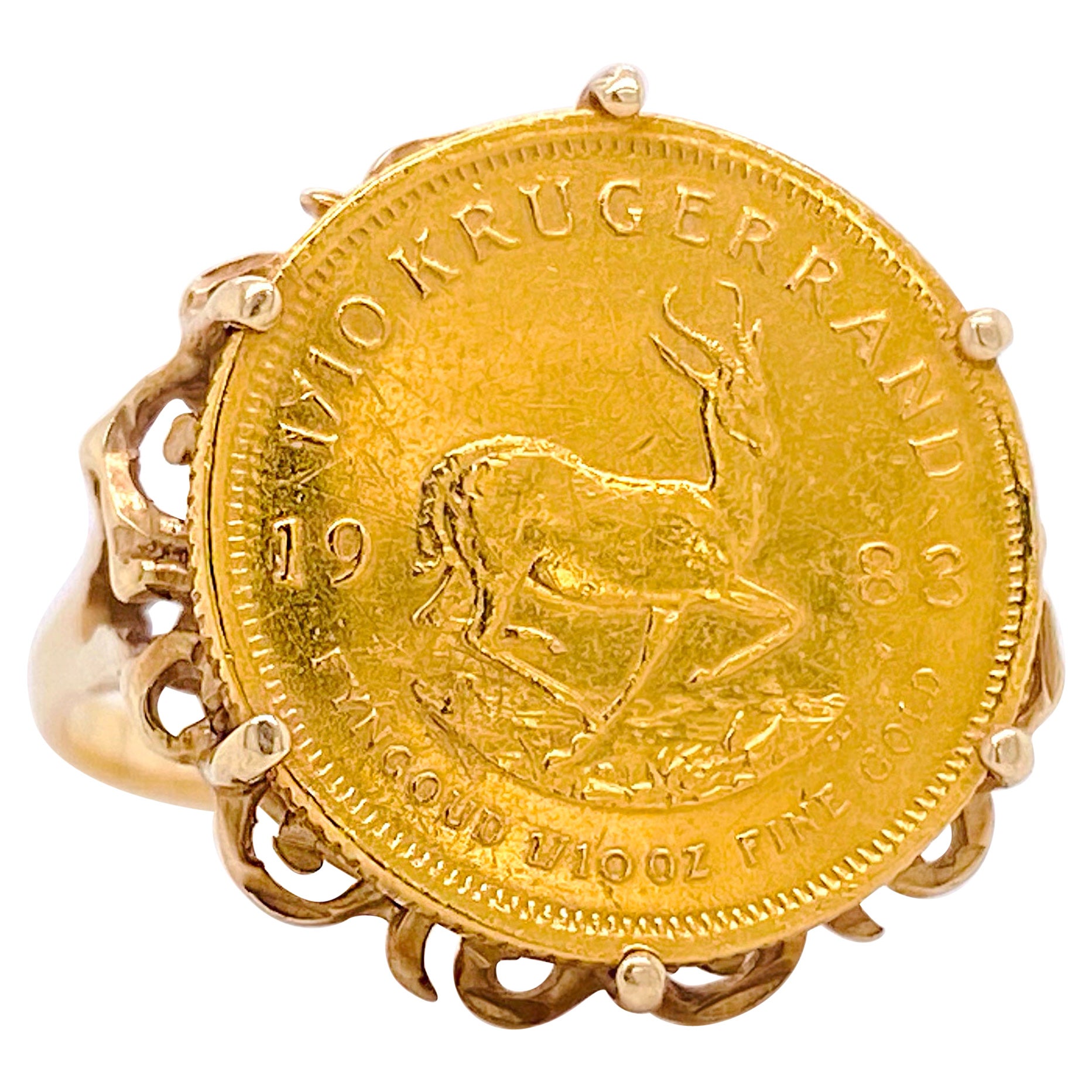 Krugerrand Coin Ring, Genuine South African Coin Ring, 1983 Coin
