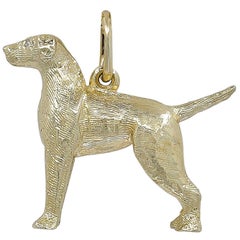 Vintage Gold Pointer Dog Charm Pendant