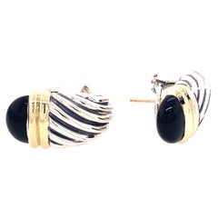 David Yurman Black Onyx Cable Shrimp Post Earrings