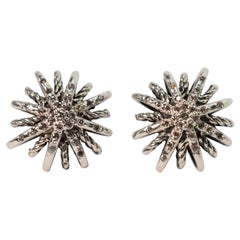 David Yurman Starburst Sterling Silver Pave Diamond Stud Earrings